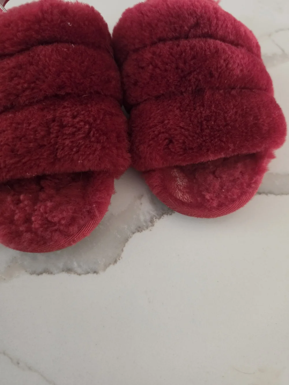 UGG Kids Red Fluff Yeah Slide - Plush Shearling Slip-On